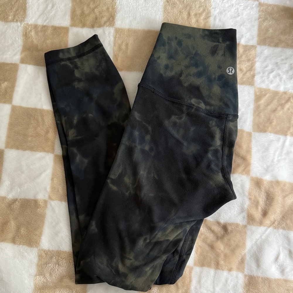 Lululemon Align Black and Green Tie-Dye Leggings size 2